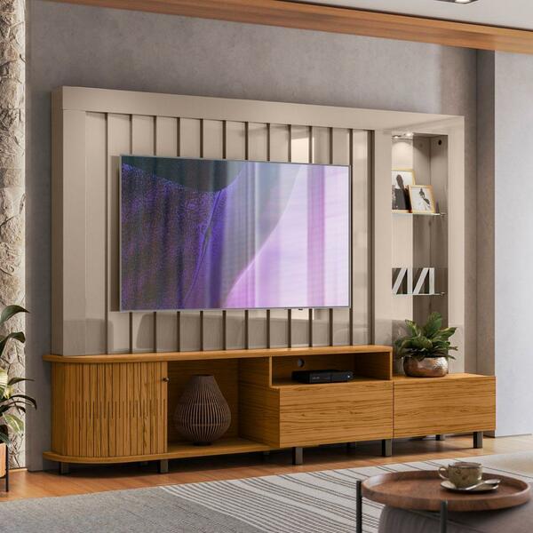Rack Com Painel Para Tv Até 70 Polegadas Fendi Naturale Le Ma