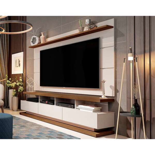 Rack Com Painel Para Tv Até 72 Polegadas Vivare I Off White E