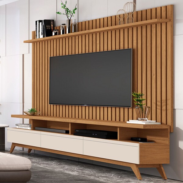 Rack Com Painel Para Tv Até 72 Polegadas Vivare Wood Classic