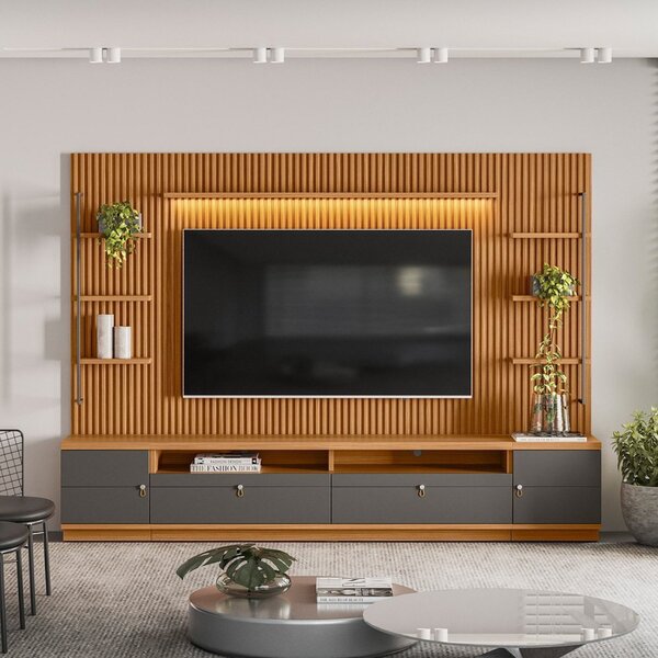 Rack Com Painel Para Tv Até 75 Polegadas Com 2 Módulos Latera