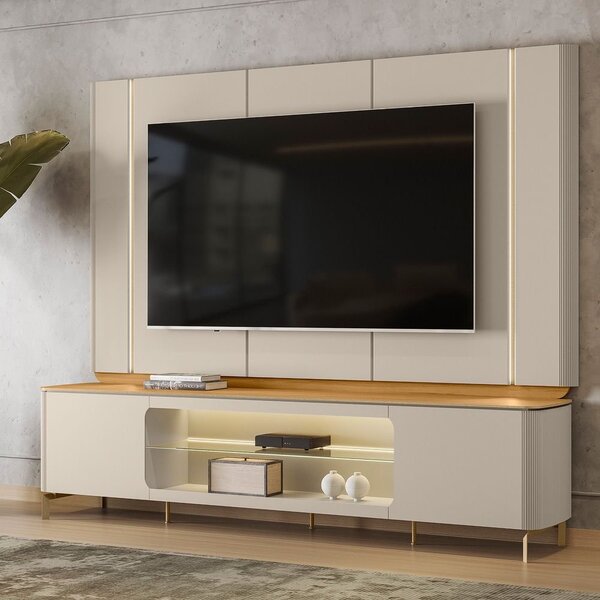 Rack Com Painel Para Tv Até 75 Polegadas Com Led Mdf 239cmx20