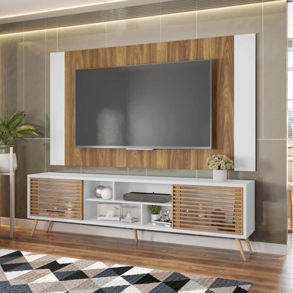 Rack Com Painel Para Tv Até 82 Polegadas 2 Portas 4 Nichos Mu