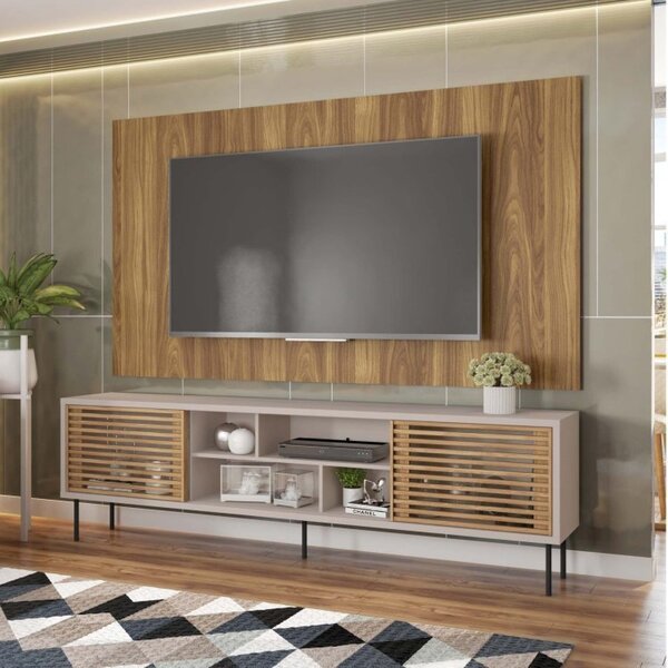 Rack Com Painel Para Tv Até 82 Polegadas 2 Portas 4 Nichos Mu