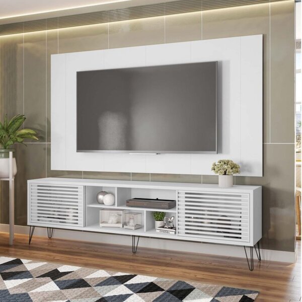 Rack Com Painel Para Tv Até 82 Polegadas 2 Portas 4 Nichos Mu