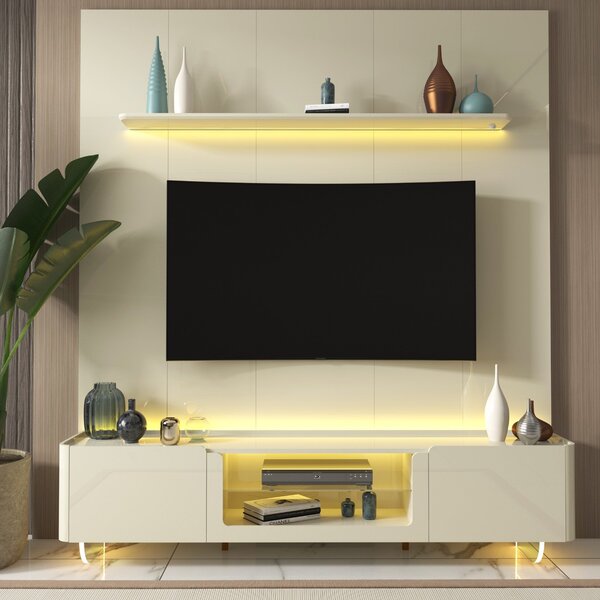 Rack Com Painel Para Tv Até 85 Polegadas 2 Portas Com Led Com