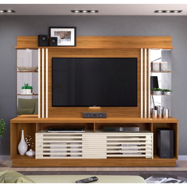 Rack Com Painel Para Tv Com Espelho Kevin Naturale Off White