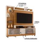 Rack Com Painel Para Tv De 55" Com Rodízios Off White Natural