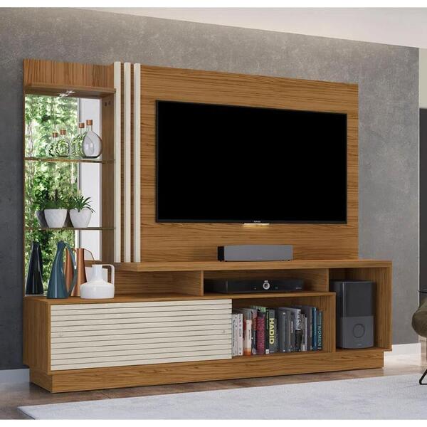 Rack Com Painel Para Tv De 60 Pol Off White Natural
