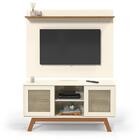 Rack Com Painel Rattan Portas De Correr Off White Ofertamo Mó