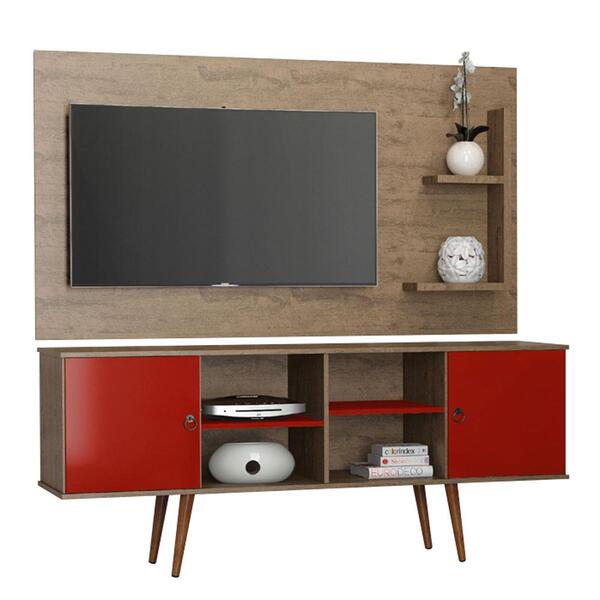 Rack Com Painel Retrô Estrela Patrimar Vermelho/demolição