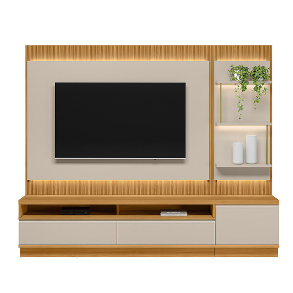 Rack Com Painel Ripado 1 Módulo Lateral São Paulo Linea Brasil