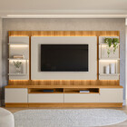 Rack Com Painel Ripado 2 Módulos Laterais São Paulo Linea Bra