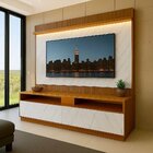 Rack Com Painel Ripado Liso Para Tv 70 Polegadas 172cmx182cm