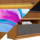 Rack Com Painel Ripado Ouro Preto Nature Chumbo Linea