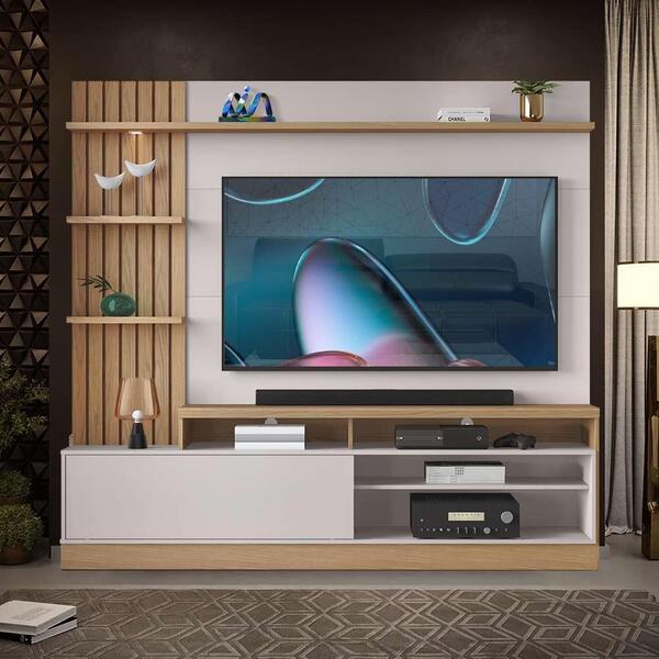 Rack Com Painel Ripado Para Tv 65 Polegadas Freijo Off White