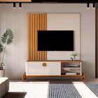 Rack Com Painel Ripado Para Tv Até 58 Polegaas Buriti Com Pés