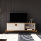 Rack Com Painel Ripado Para Tv Até 58 Polegaas Buriti Com Pés