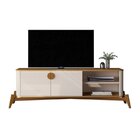 Rack Com Painel Ripado Para Tv Até 58 Polegaas Buriti Com Pés