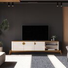 Rack Com Painel Ripado Para Tv Até 70 Polegaas Buriti Com Pés