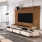 Rack Com Painel Ripado Para Tv Até 72 Polegadas 3 Gavetas E P