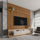 Rack Com Painel Ripado Para Tv Até 75 Polegadas 218cm Com Fit