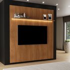 Rack Com Painel Ripado Para Tv Até 84 Polegadas Carvalho Oro/