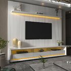 Rack Com Painel Ripado Para Tv Até 84 Polegadas Led 3 Gavetas