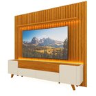 Rack Com Painel Ripado Para Tv Até 85 Polegadas Led Pés Madei