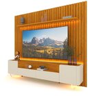 Rack Com Painel Ripado Para Tv Até 85 Polegadas Led Pés Vidro