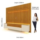 Rack Com Painel Ripado Para Tv Até 85 Polegadas Led Pés Vidro