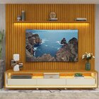 Rack Com Painel Ripado Para Tv Até 90 Polegadas Led 3 Gavetas