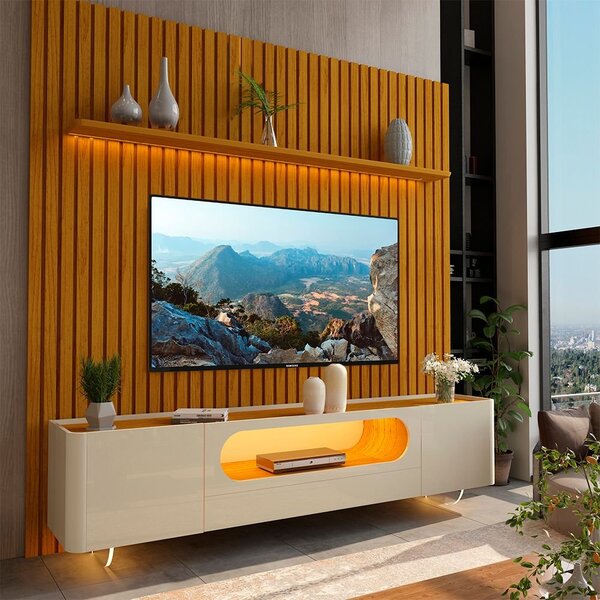 Rack Com Painel Ripado Tv Até 90 Polegadas 310cmx228,8cm 1 Ga