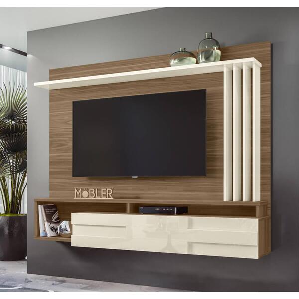 Rack Com Painel Roma Para Tv De Até 60 - Off White/carvalho
