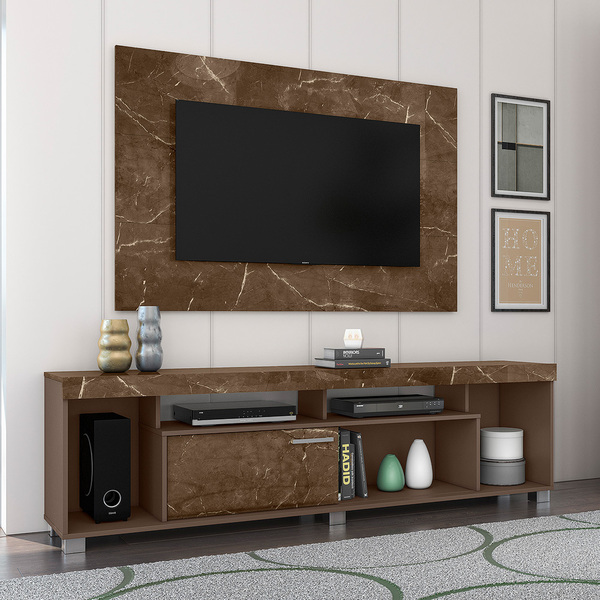 Rack Com Painel Tomaz Para Tv 55" - Madetec - Imperial/sepia