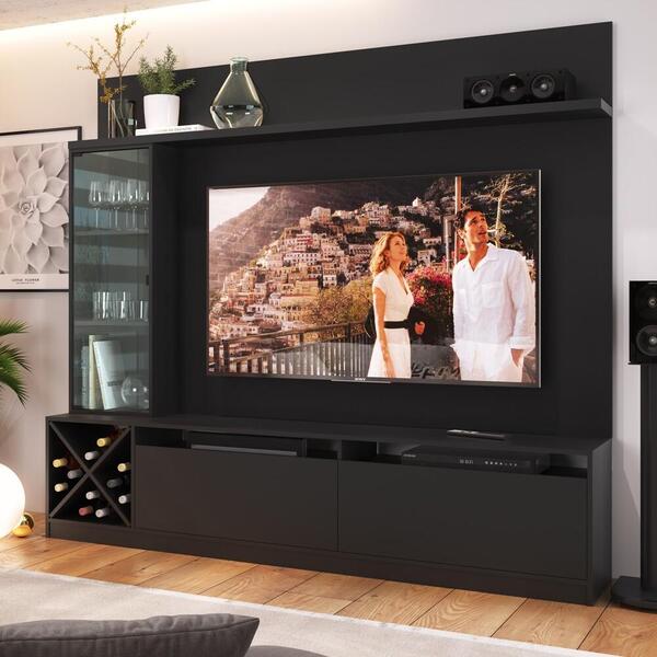 Rack Com Painel Tv 60" Multimóveis Cr25135 Preto