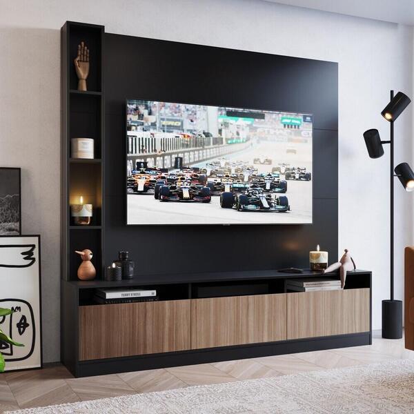 Rack Com Painel Tv 65" Com 3 Portas E Nichos Multimóveis Cr45