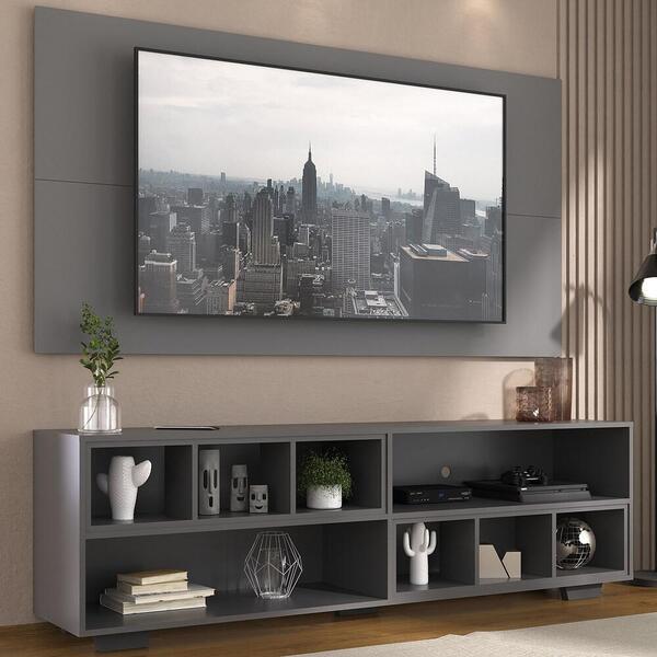 Rack Com Painel Tv 65" Com Nichos E Pés Jazz Multimóveis Mp10