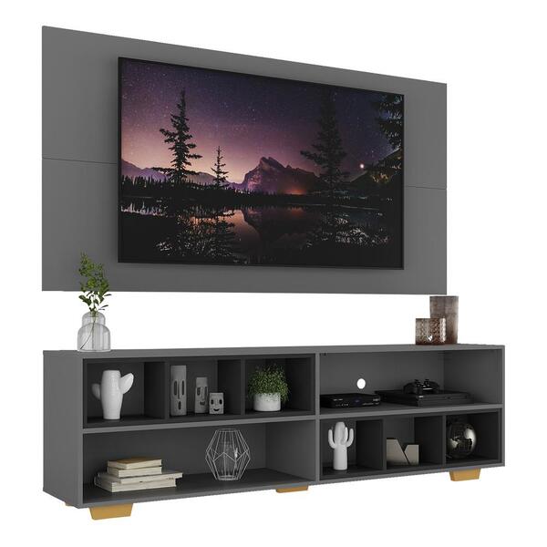 Rack Com Painel Tv 65" Com Nichos E Pés Jazz Multimóveis V1032
