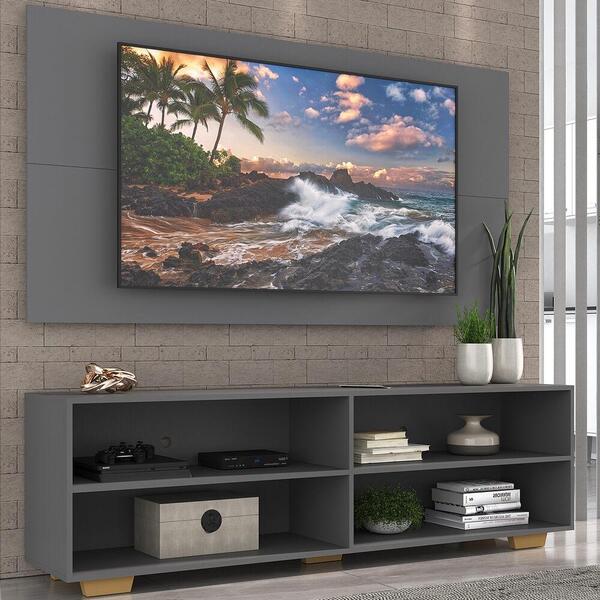 Rack Com Painel Tv 65" Com Pés Jazz Multimóveis Mp1028 Grafit