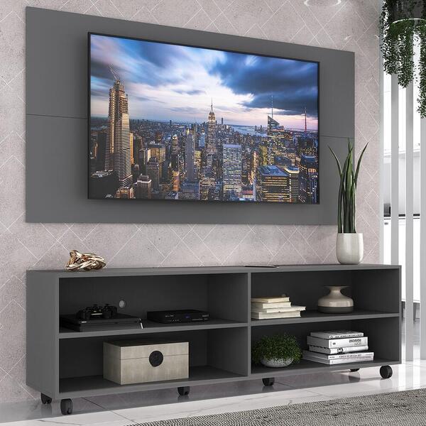 Rack Com Painel Tv 65" Com Rodízios Jazz Multimóveis Mp1025 G