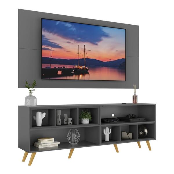 Rack Com Painel Tv 65" Retrô Com Nichos Jazz Multimóveis V1031