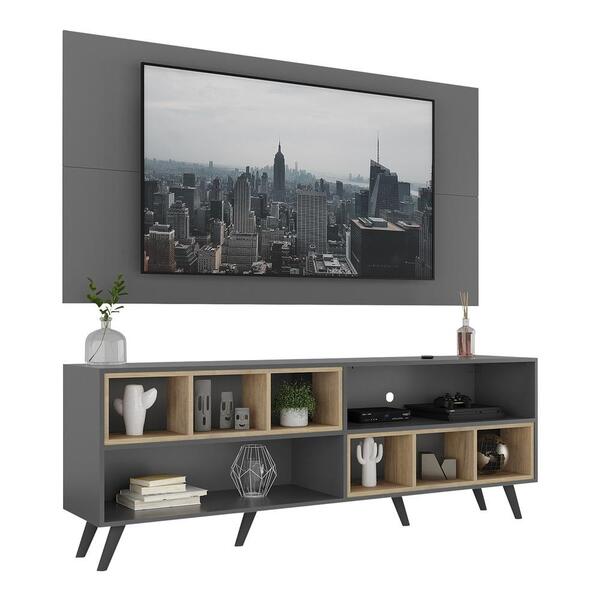 Rack Com Painel Tv 65" Retrô Com Nichos Jazz Multimóveis V1031