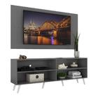 Rack Com Painel Tv 65" Retrô Jazz Multimóveis Mp1027 Grafite/