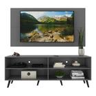Rack Com Painel Tv 65" Retrô Jazz Multimóveis Mp1027 Grafite/