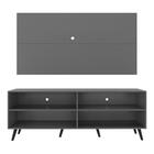 Rack Com Painel Tv 65" Retrô Jazz Multimóveis Mp1027 Grafite/