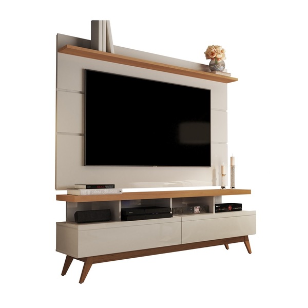 Rack Com Painel Vivare 1.6 Wood Off White/nature-germai Móveis