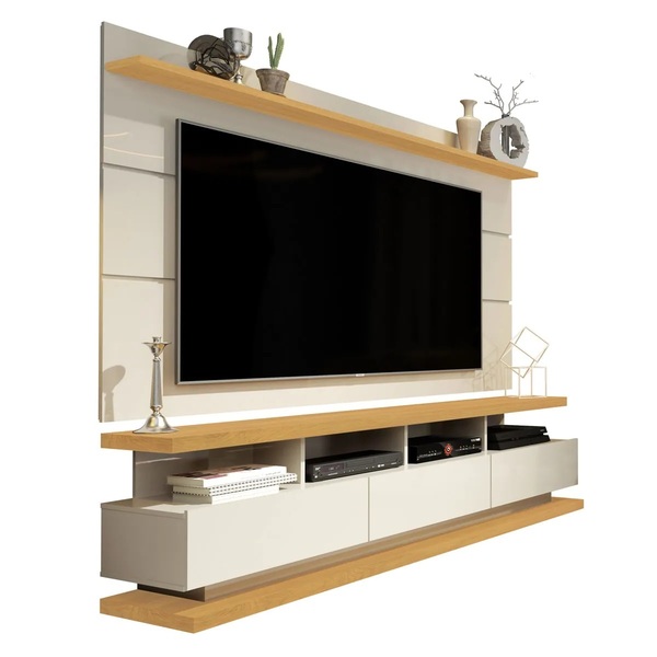 Rack Com Painel Vivare 1.8 New Off White/Nature – Germai Móve