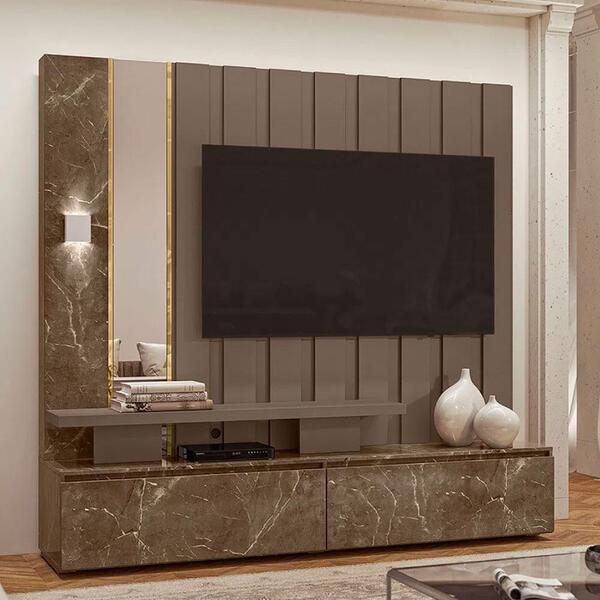 Rack Com Painel Zeus Para Tv De 55 Pol Imperial Sépia