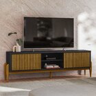 Rack Com Pés Em Madeira Maciça Tv 65 Polegadas Com Ripado 2 P