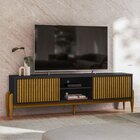 Rack Com Pés Em Madeira Maciça Tv 65 Polegadas Com Ripado 2 P